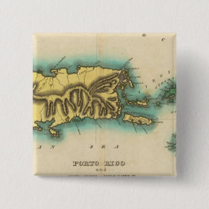 Badge Carré 5 Cm Carte De Porto Rico Et Des Îles Vierges