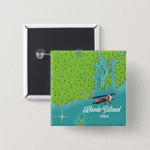 Badge Carré 5 Cm carte de Rhode Island États-Unis