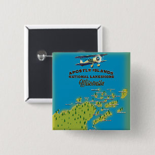 Badge Carré 5 Cm carte des Apostle Islands National Lakeshore