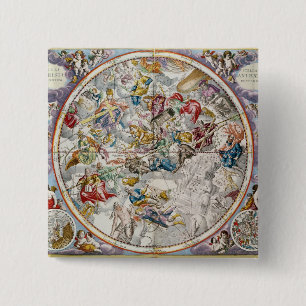 Badge Carré 5 Cm Carte des constellations chrétiennes comme