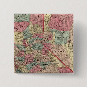 Badge Carré 5 Cm Carte des États de Californie et du Nevada