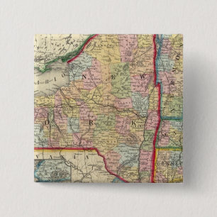 Badge Carré 5 Cm Carte Des États De New York