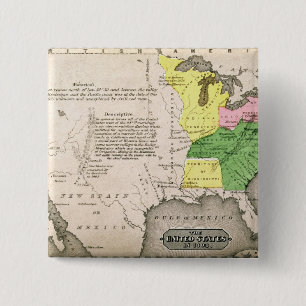 Badge Carré 5 Cm Carte des Etats-Unis