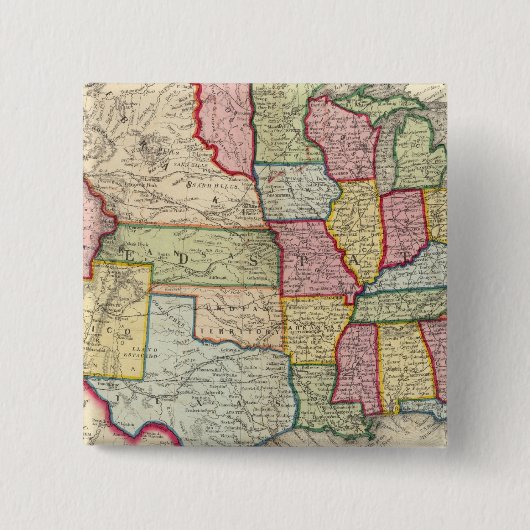 Badge Carré 5 Cm Carte Des États-Unis Et Des Territoires (Devant)