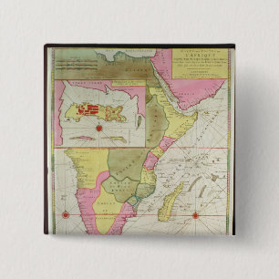 Badge Carré 5 Cm Carte des pays de l'Afrique