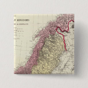 Badge Carré 5 Cm Carte des royaumes scandinaves