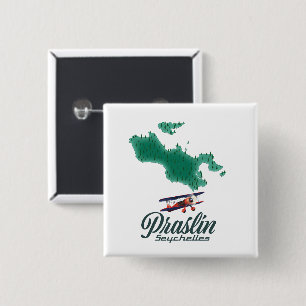 Badge Carré 5 Cm Carte des Seychelles de Praslin