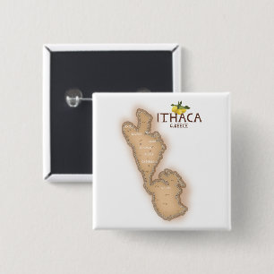 Badge Carré 5 Cm carte d'ithaque grèce