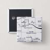 Badge Carré 5 Cm Carte d'océan de South Pacific (Devant & derrière)