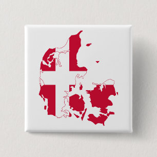 Badge Carré 5 Cm Carte Drapeau Danemark