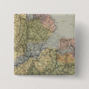 Badge Carré 5 Cm Carte du bassin versant Angleterre, Pays de Galles
