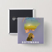 Badge Carré 5 Cm carte du Botswana (Devant & derrière)