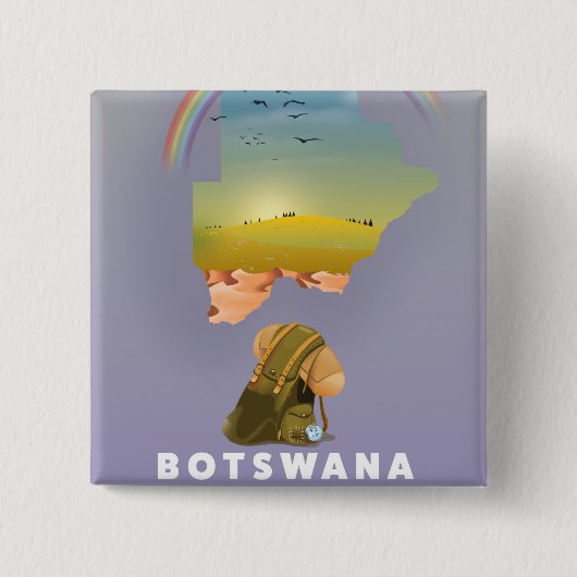 Badge Carré 5 Cm carte du Botswana (Devant)