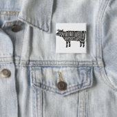 Badge Carré 5 Cm Carte du boucher de vache (En situation)