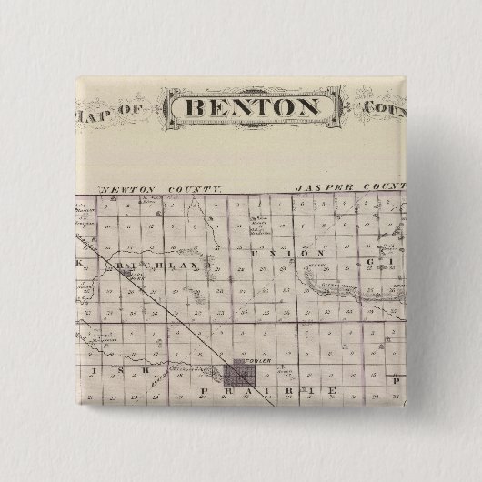 Badge Carré 5 Cm Carte du comté de Benton (Devant)