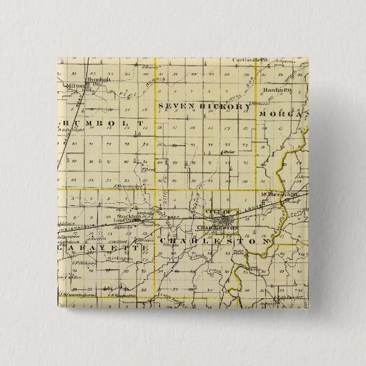 Badge Carré 5 Cm Carte du comté de Coles (Devant)