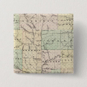 Badge Carré 5 Cm Carte du comté de Dunn, État du Wisconsin