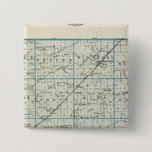 Badge Carré 5 Cm Carte du comté de Marion (Devant)