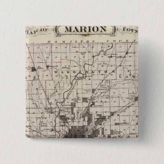 Badge Carré 5 Cm Carte du comté de Marion 2 (Devant)
