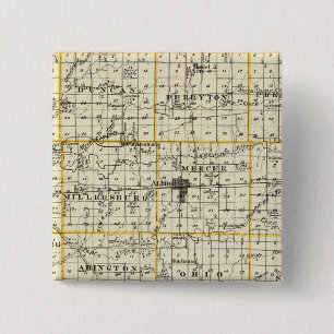 Badge Carré 5 Cm Carte du comté de Mercer, de Rock Island et de Pla