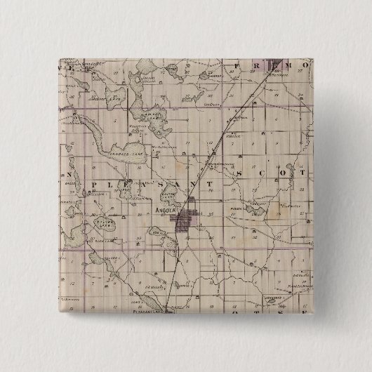 Badge Carré 5 Cm Carte du comté de Steuben Indiana (Devant)