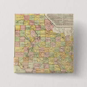 Badge Carré 5 Cm Carte du comté et du chemin de fer à grande éch