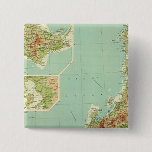Badge Carré 5 Cm Carte du Japon avec routes maritimes