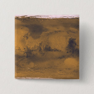 Badge Carré 5 Cm Carte du monde de Mars Red Planet par satellite