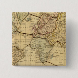 Badge Carré 5 Cm Carte du monde sur la projection des Mercators