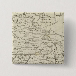 Badge Carré 5 Cm Carte du siège de la guerre en France