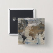 Badge Carré 5 Cm Carte en pierre grise du monde (Devant & derrière)