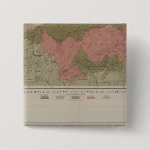 Badge Carré 5 Cm Carte géologique du district de Knoxville