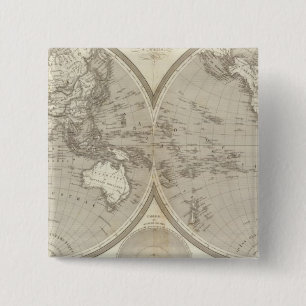 Badge Carré 5 Cm Carte Globe