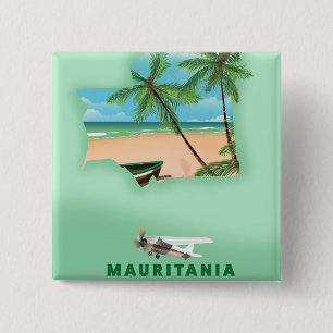 Badge Carré 5 Cm Carte illustrée de la Mauritanie affiche de voyage