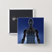 Badge Carré 5 Cm Carte légère des points d'acuponcture (Devant & derrière)