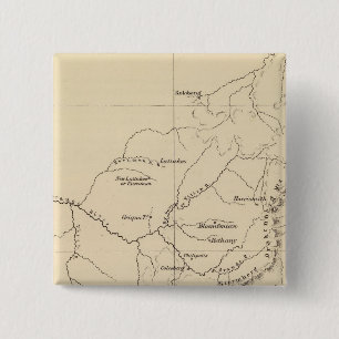 Badge Carré 5 Cm Carte lithographiée de l'Afrique du Sud
