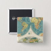 Badge Carré 5 Cm Carte mondiale Atlas 2 (Devant & derrière)