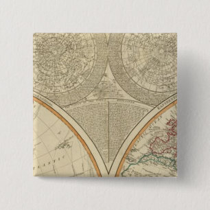 Badge Carré 5 Cm Carte mondiale de l'hémisphère nord
