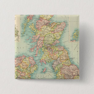 Badge Carré 5 Cm Carte politique des îles britanniques