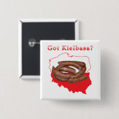 Badge Carré 5 Cm Carte Polonaise Kielbasa (Devant & derrière)