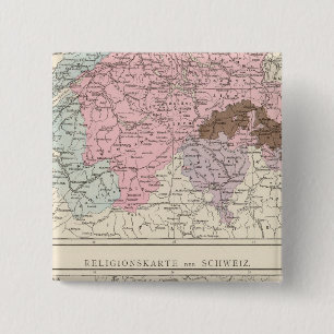 Badge Carré 5 Cm Carte religieuse et linguistique de la Suisse