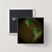 Badge Carré 5 Cm Carte topographique de la Terre (Devant & derrière)