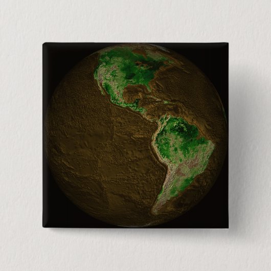 Badge Carré 5 Cm Carte topographique de la Terre (Devant)