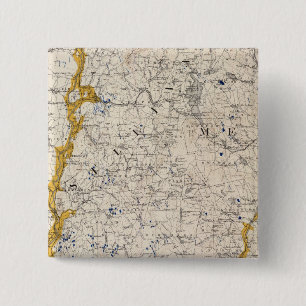 Badge Carré 5 Cm Carte topographique et glaciaire du New Hampshire
