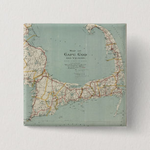 Badge Carré 5 Cm Carte vintage de Cape Cod (1917)