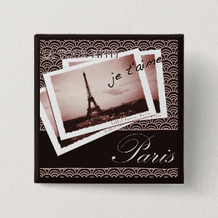 Badge Carré 5 Cm Cartes postales parisiennes