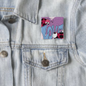 Badge Carré 5 Cm Carton adorable Ladybug Love (En situation)