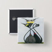 Badge Carré 5 Cm Cartoon de chats gris et noir (Devant & derrière)