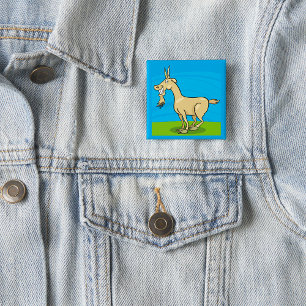 Badge Carré 5 Cm Cartoon de chèvre souriant animal de ferme