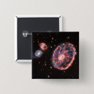 Badge Carré 5 Cm Cartwheel Galaxy, James Webb Télescope Spatial